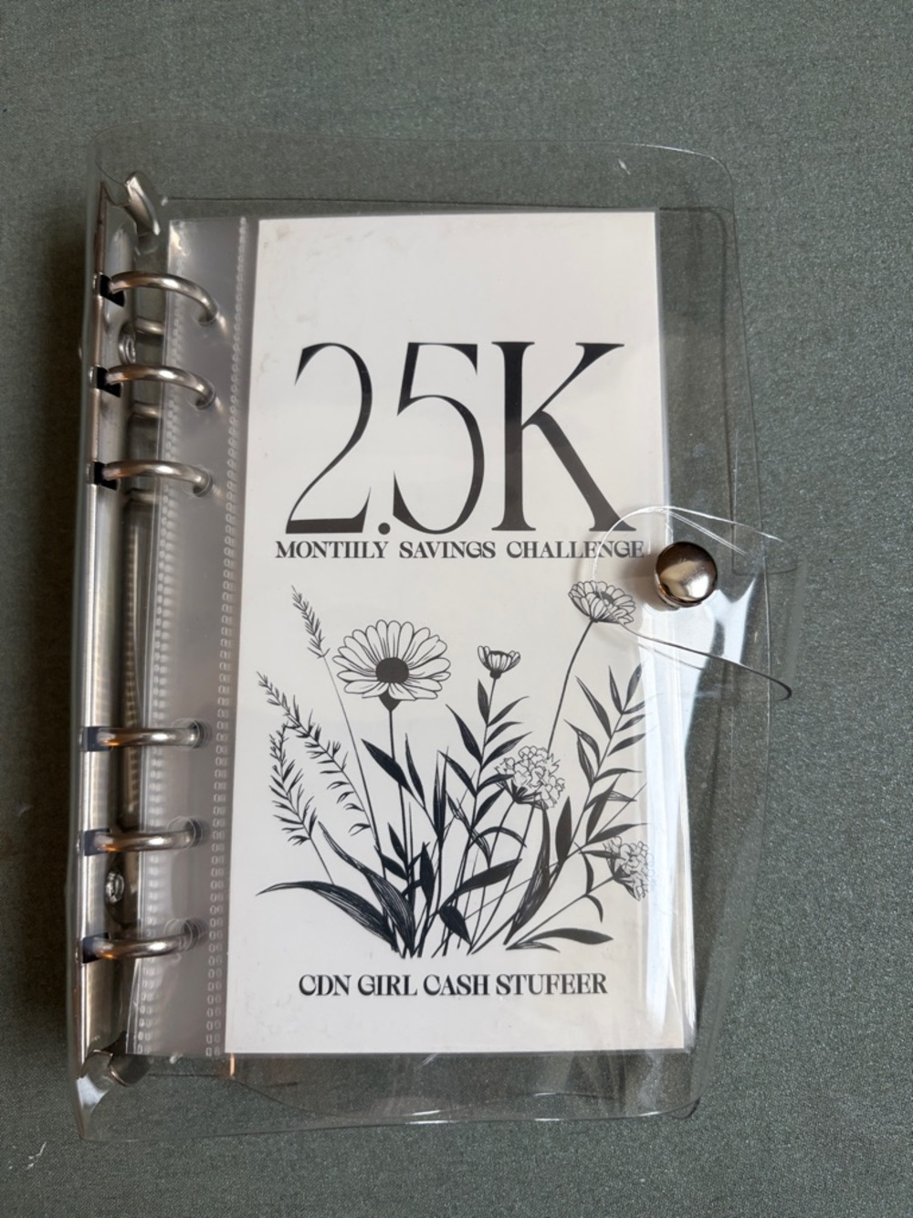 25K Monthly Savings Challenge Cash Stuffer - Clear Vinyl Cover